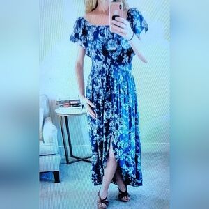 chinese dress ladies Xhilaration Floral Off the Shoulder Drawstring Waist Maxi Dress- Size  The  Saved Collection
